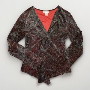 Y2K Gantos Velvet‎ Twist Front Top Metallic Glam Sexy Party Luxury Size M Cozy